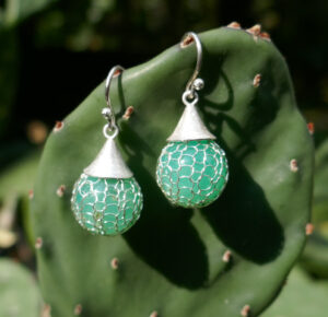 Earrings Silver handknitted Chrysoprase